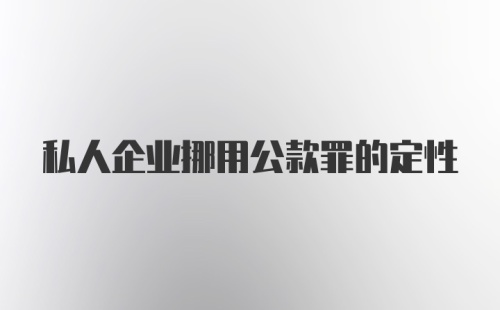 私人企业挪用公款罪的定性
