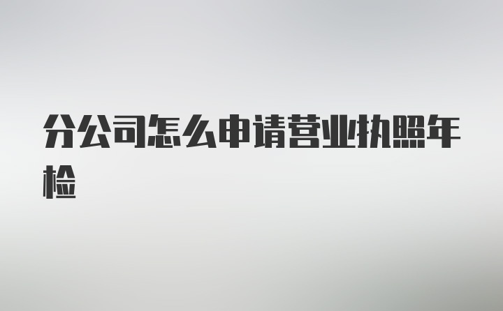 分公司怎么申请营业执照年检