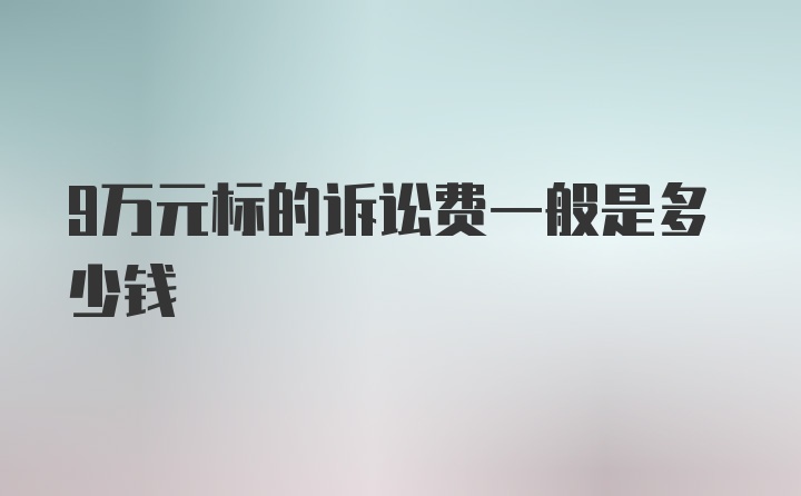 9万元标的诉讼费一般是多少钱