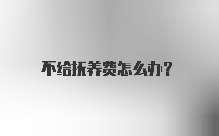 不给抚养费怎么办?