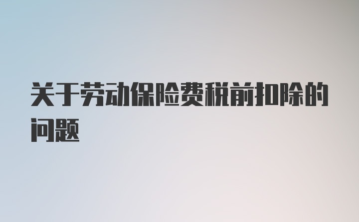 关于劳动保险费税前扣除的问题