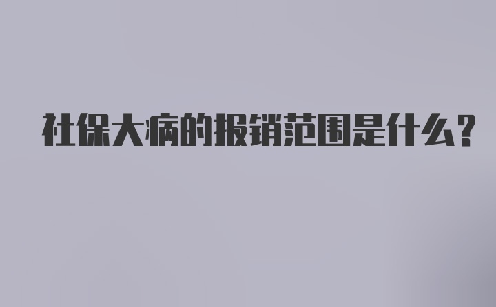 社保大病的报销范围是什么？