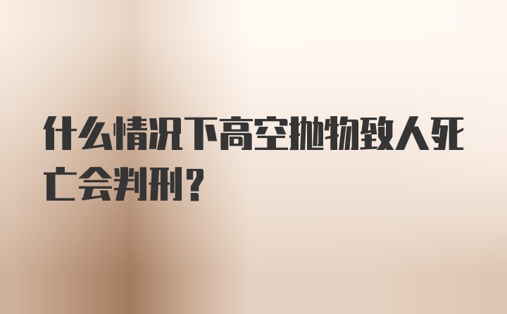 什么情况下高空抛物致人死亡会判刑？