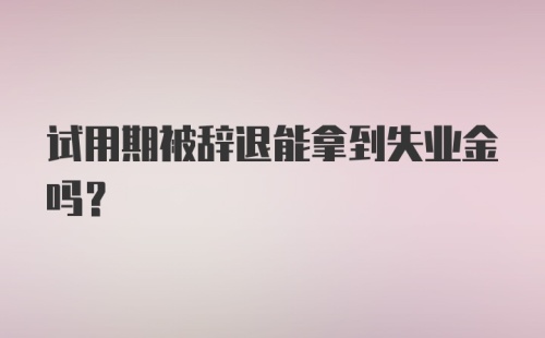 试用期被辞退能拿到失业金吗？