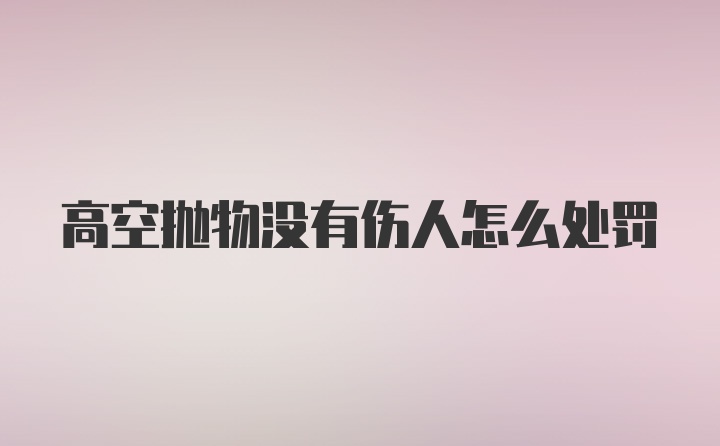 高空抛物没有伤人怎么处罚