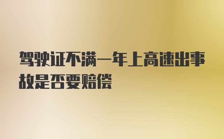 驾驶证不满一年上高速出事故是否要赔偿