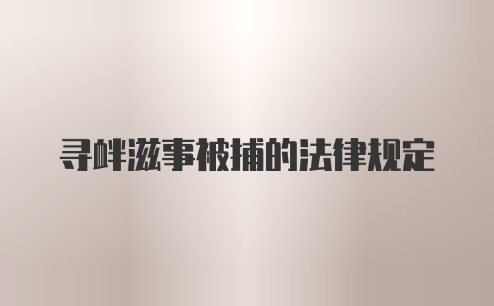 寻衅滋事被捕的法律规定