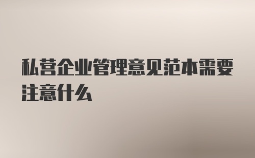 私营企业管理意见范本需要注意什么