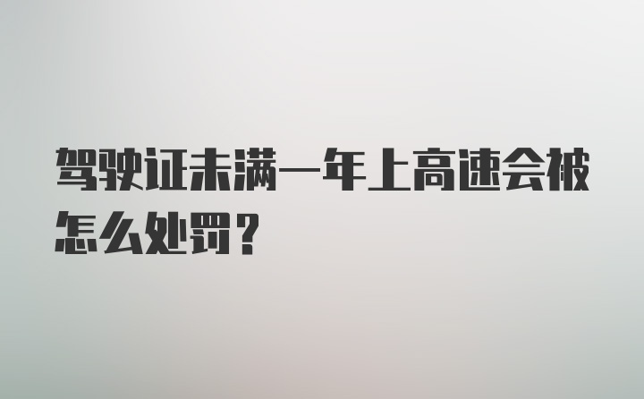 驾驶证未满一年上高速会被怎么处罚？