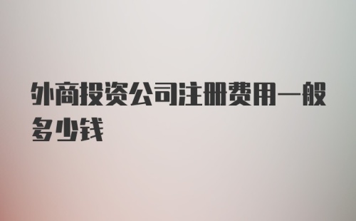 外商投资公司注册费用一般多少钱