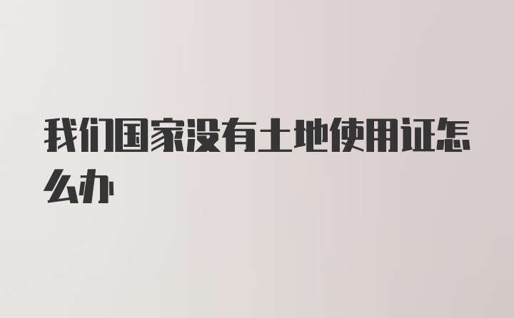 我们国家没有土地使用证怎么办