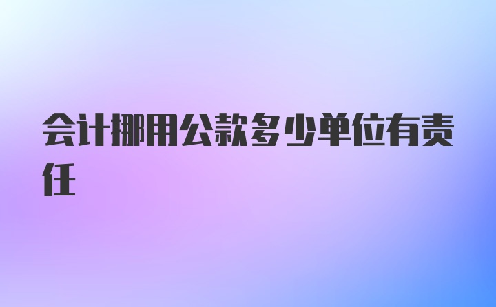 会计挪用公款多少单位有责任