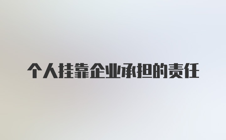 个人挂靠企业承担的责任