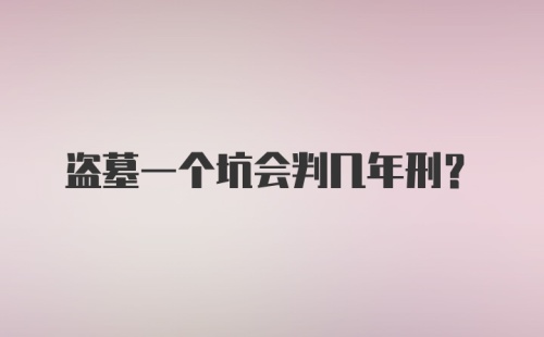 盗墓一个坑会判几年刑？