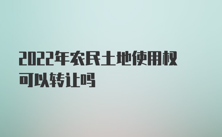 2022年农民土地使用权可以转让吗