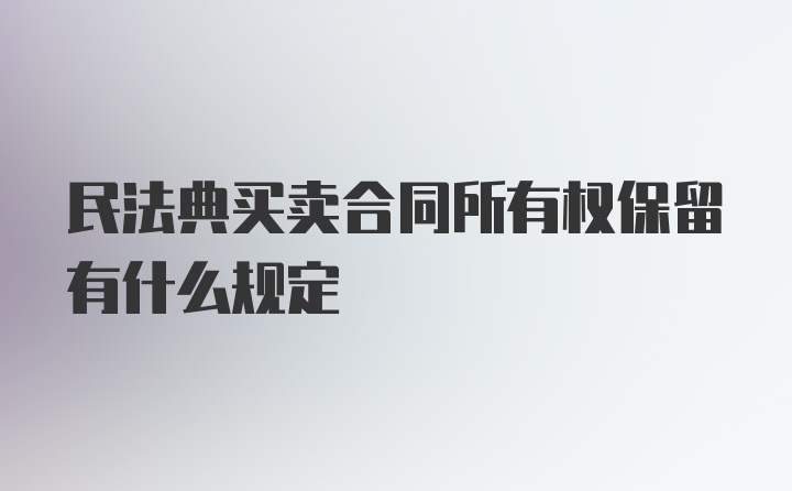 民法典买卖合同所有权保留有什么规定