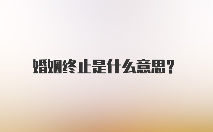 婚姻终止是什么意思？