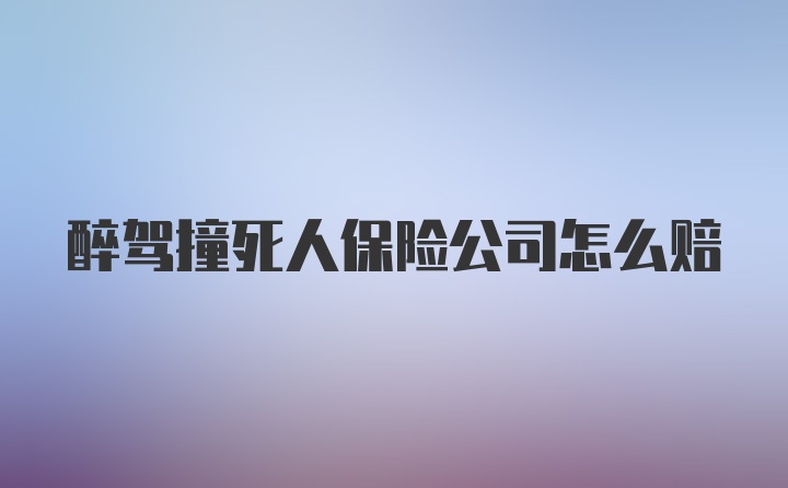 醉驾撞死人保险公司怎么赔