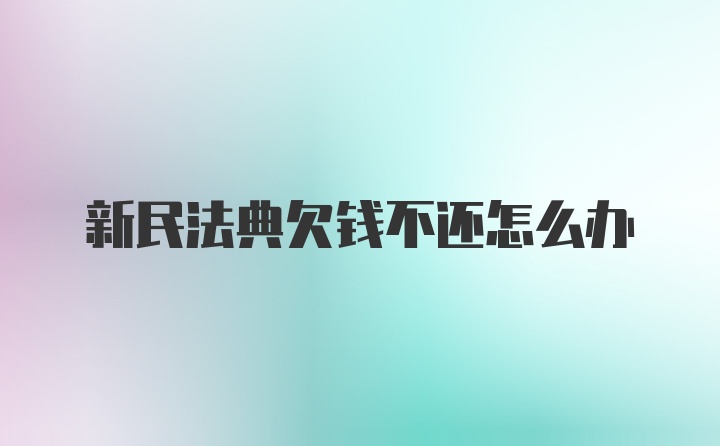 新民法典欠钱不还怎么办