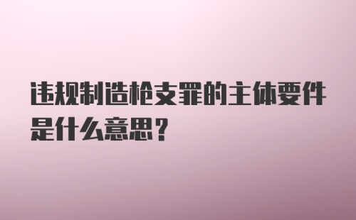 违规制造枪支罪的主体要件是什么意思？