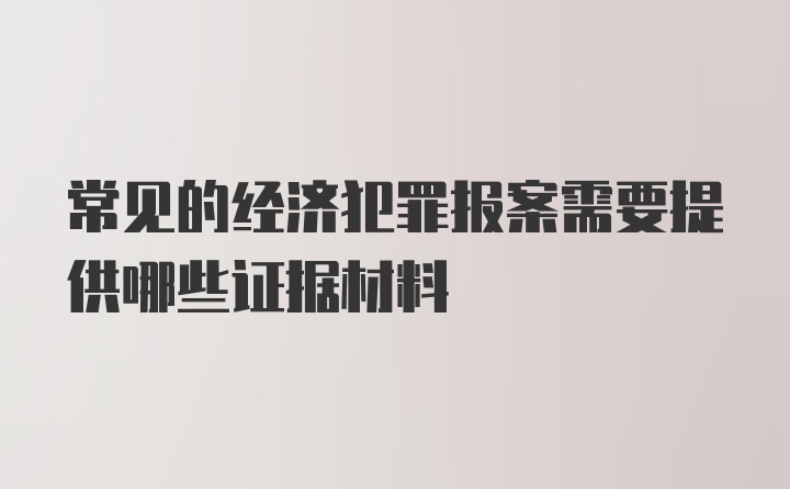 常见的经济犯罪报案需要提供哪些证据材料