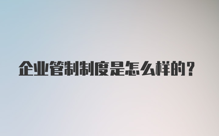 企业管制制度是怎么样的?