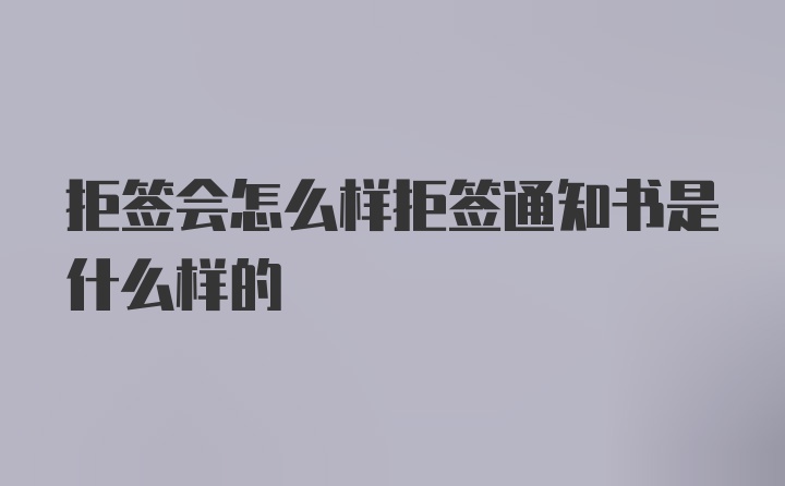 拒签会怎么样拒签通知书是什么样的