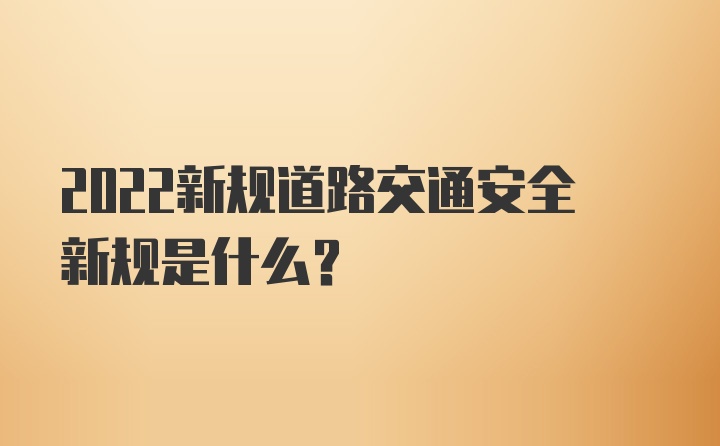 2022新规道路交通安全新规是什么？