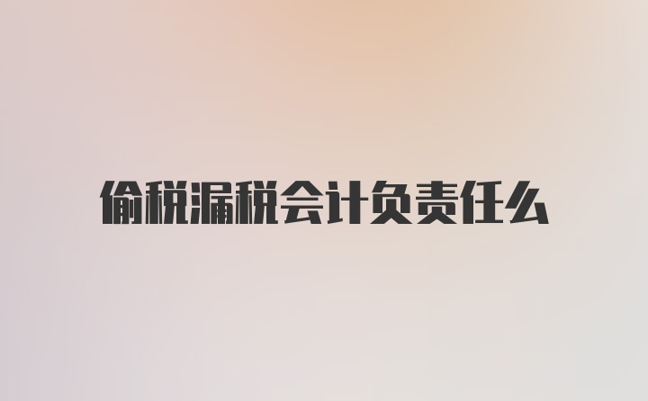 偷税漏税会计负责任么