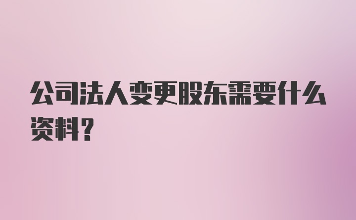 公司法人变更股东需要什么资料？