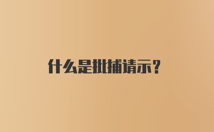 什么是批捕请示？