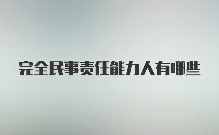 完全民事责任能力人有哪些