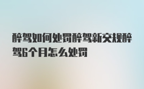 醉驾如何处罚醉驾新交规醉驾6个月怎么处罚