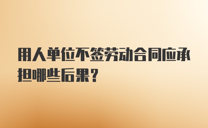 用人单位不签劳动合同应承担哪些后果？