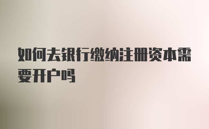 如何去银行缴纳注册资本需要开户吗