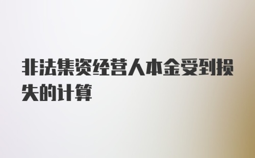 非法集资经营人本金受到损失的计算