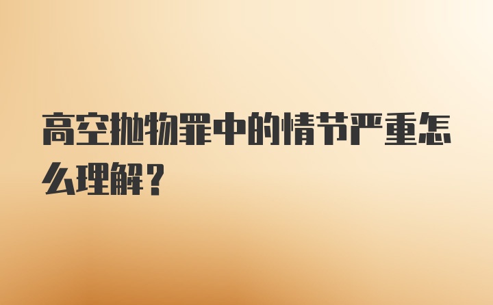 高空抛物罪中的情节严重怎么理解?