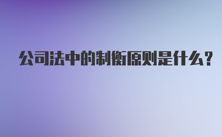 公司法中的制衡原则是什么？