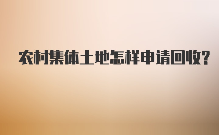 农村集体土地怎样申请回收？