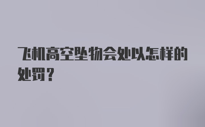 飞机高空坠物会处以怎样的处罚？