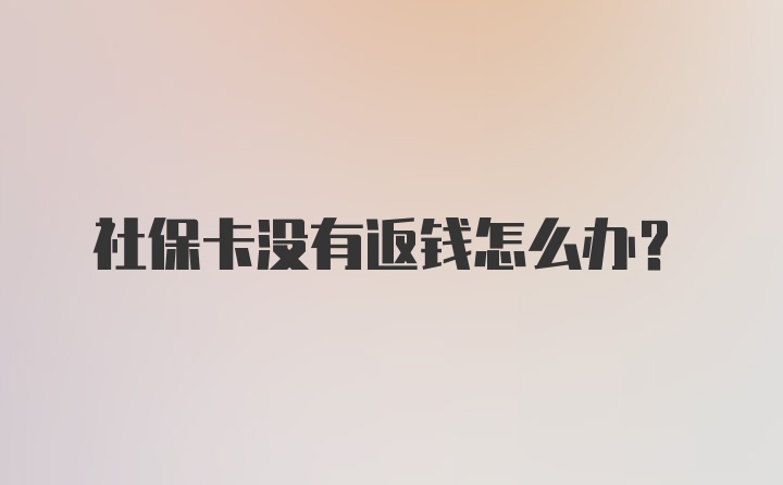 社保卡没有返钱怎么办？