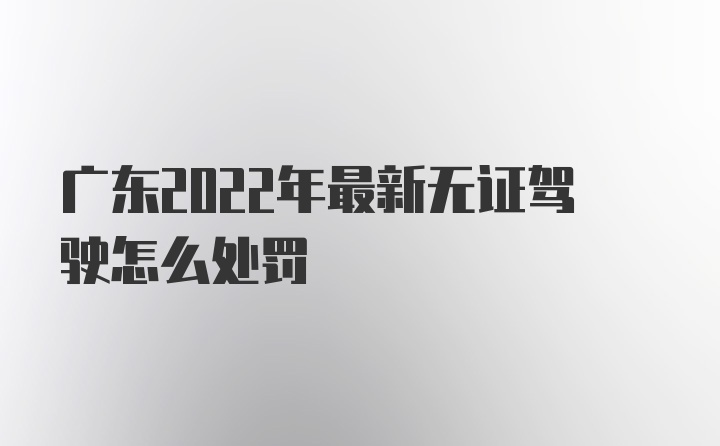 广东2022年最新无证驾驶怎么处罚