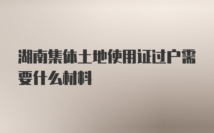 湖南集体土地使用证过户需要什么材料