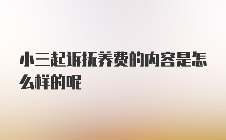 小三起诉抚养费的内容是怎么样的呢