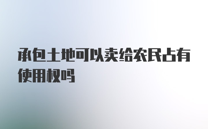 承包土地可以卖给农民占有使用权吗