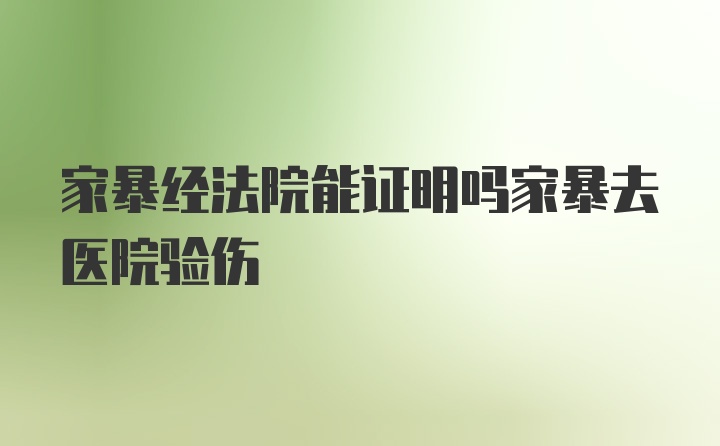 家暴经法院能证明吗家暴去医院验伤