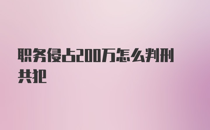 职务侵占200万怎么判刑共犯