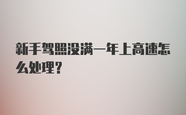 新手驾照没满一年上高速怎么处理？