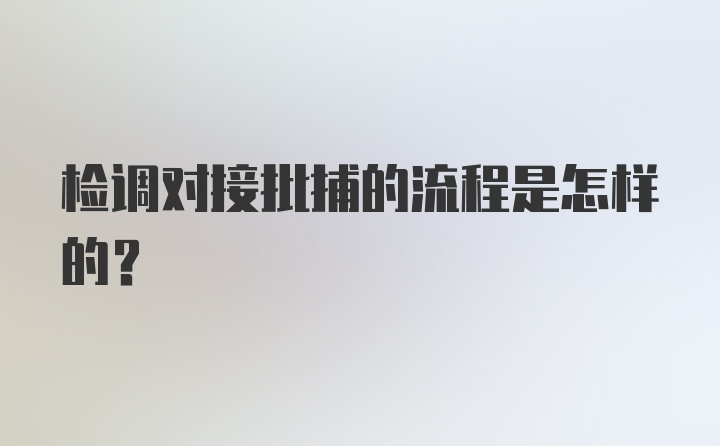 检调对接批捕的流程是怎样的?