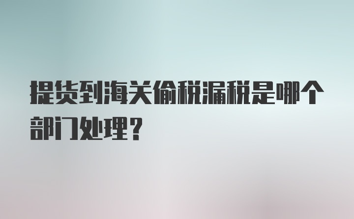 提货到海关偷税漏税是哪个部门处理?